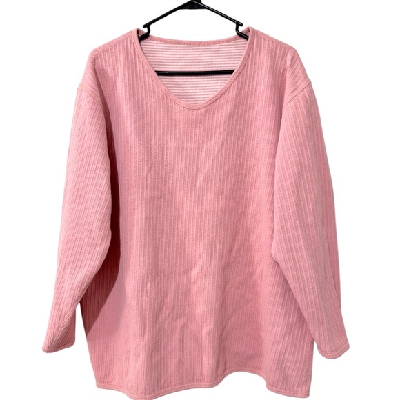 Vintage Bechamel Pink Cardigan Sweater & Reversible Long Sleeve Top Sz 2X - Picture 7 of 10